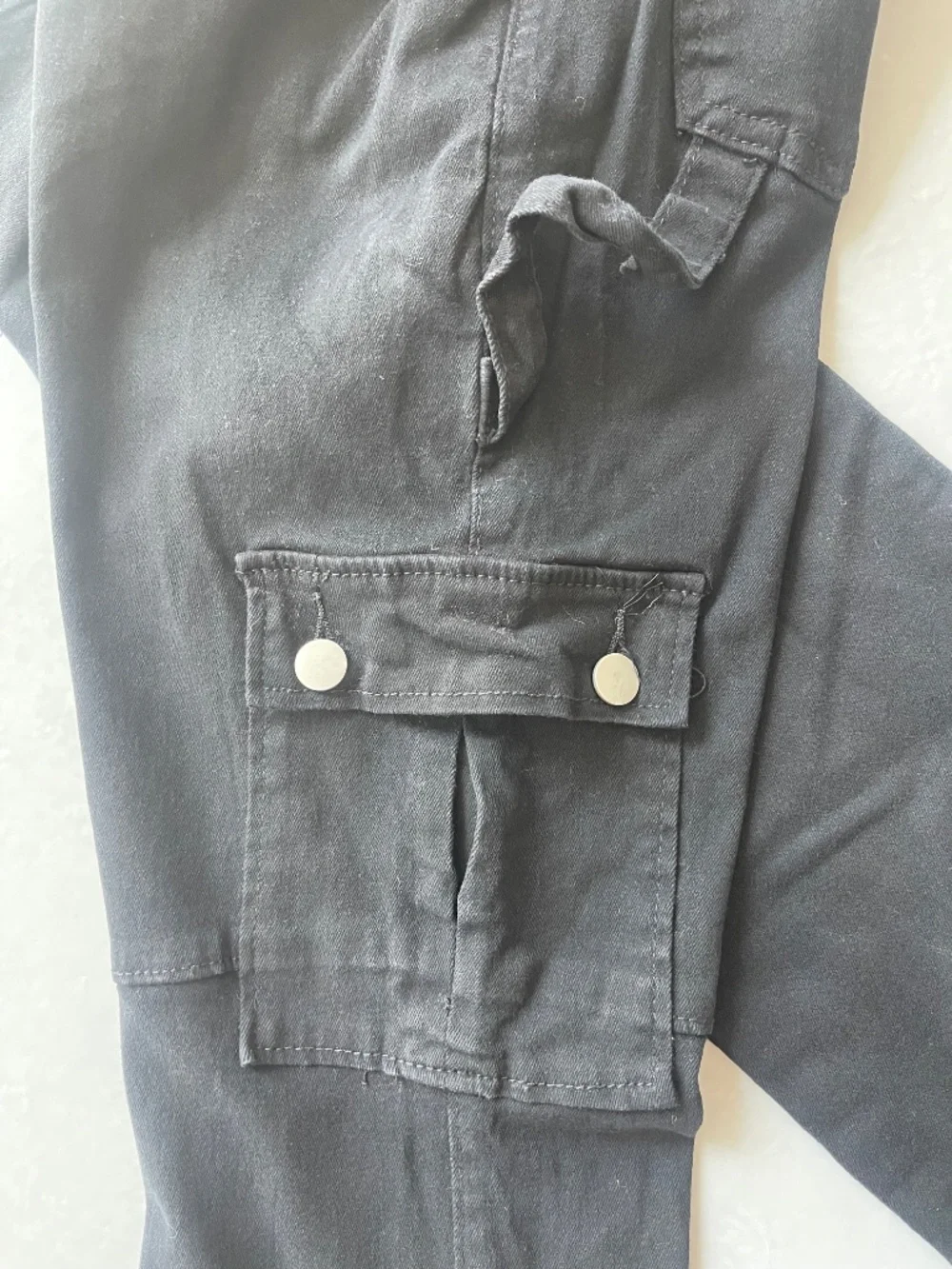 Black Cargo Jeans Womens Size M Stretch Utility Pocket Pants